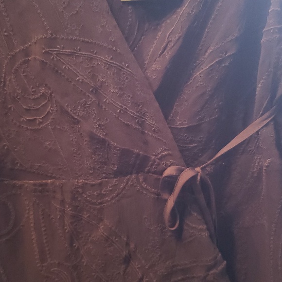 All Saints black Ari Ossia Embroidered Wrap Dress US 10 NWT $329 goth Wednesday - Picture 5 of 7